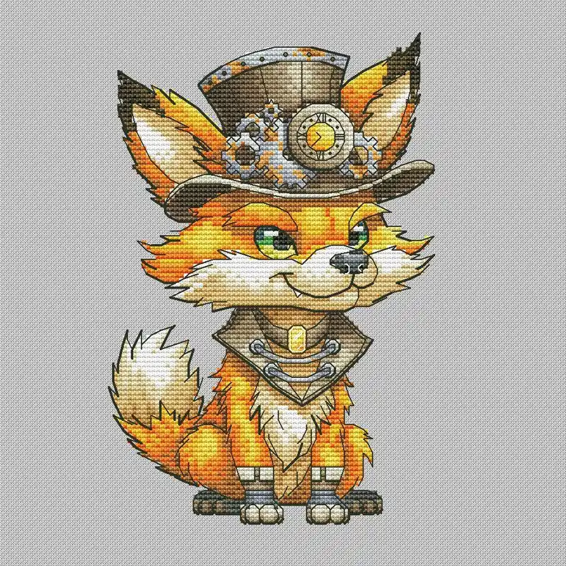 Affordable Steampunk Fox - PDF Cross Stitch Pattern