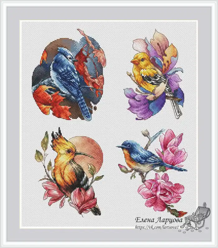 Deal Exotic Birds - PDF Cross Stitch Pattern