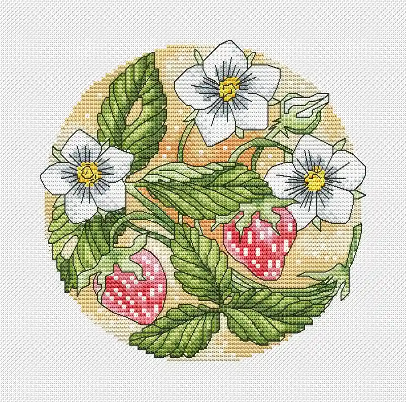 Worldwide Shipping A Circle Of Strawberries 1 - PDF Cross Stitch Pattern