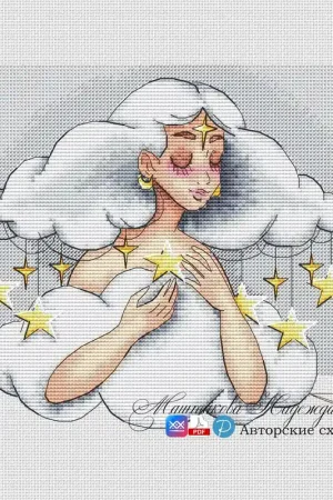 Cloud Girl - PDF Cross Stitch Pattern Modern