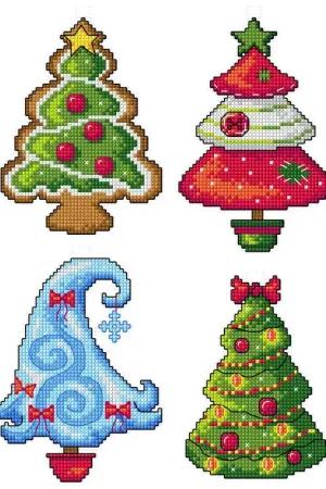 Christmas Trees 141CS Counted Cross-Stitch Kit Free Returns