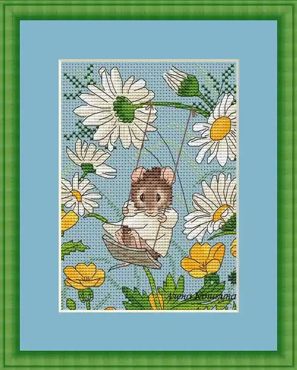 Mouse On A Swing - PDF Cross Stitch Pattern Authentic