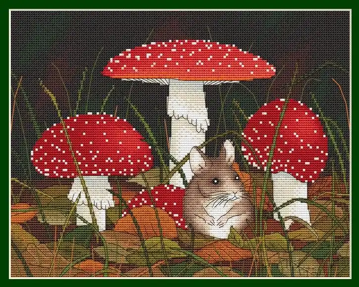 Top Rated Mouse Under The Fly Agaric - PDF Cross Stitch Pattern