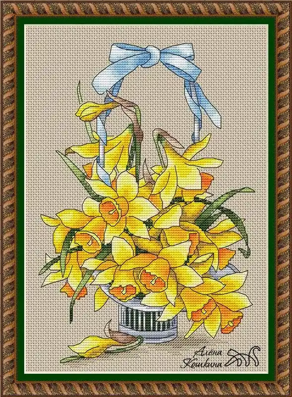 Limited Offer Basket Of Daffodils - PDF Cross Stitch Pattern