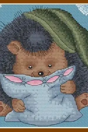 Authentic A Hedgehog With A Pillow - PDF Cross Stitch Pattern