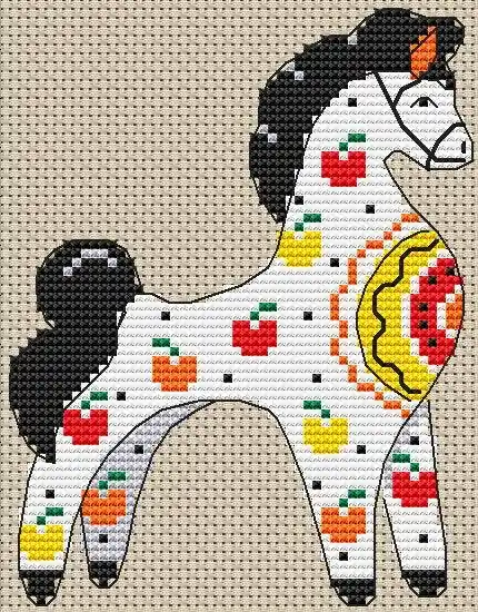 Seasonal Sale A Little Horse In Apples - PDF Cross Stitch Pattern