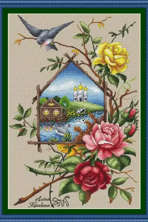 A summer house. Rose. - PDF Cross Stitch Pattern Affordable