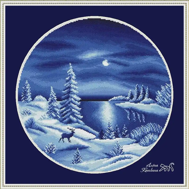 Blue Night - PDF Cross Stitch Pattern Viral