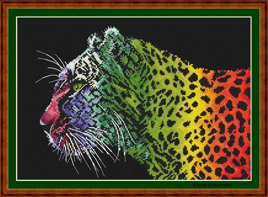 Neon Cheetah - PDF Cross Stitch Pattern Same Day Shipping