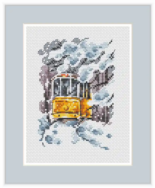 Free Shipping Tram - Winter - PDF Cross Stitch Pattern