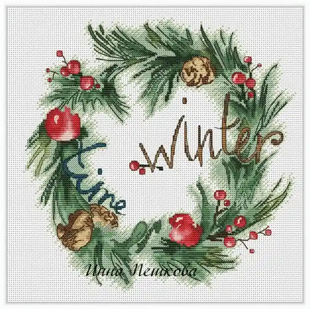 Price Cut Winter Wreath - PDF Cross Stitch Pattern