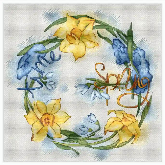 Spring Wreath - PDF Cross Stitch Pattern Best Seller