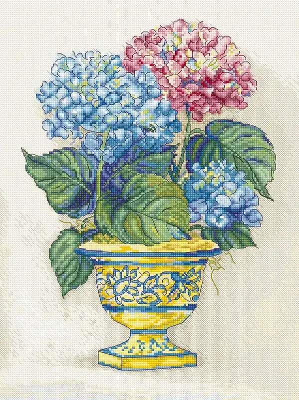 Hydrangea Blooms L8065 Counted Cross Stitch Kit Handmade