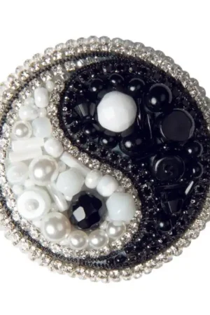 BP-338C Beadwork kit for creating brooch Crystal Art "Yin Yang" Bulk Order