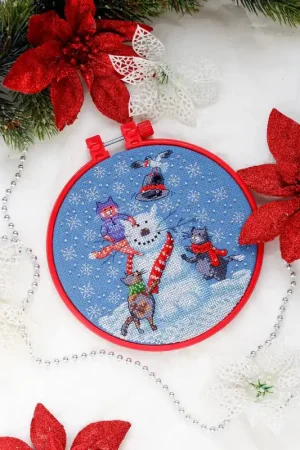 Price Drop Cross stitch kit Snowman cat AHM-026