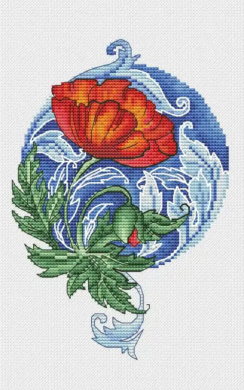 Hassle-Free Returns Victorian Poppy - PDF Cross Stitch Pattern
