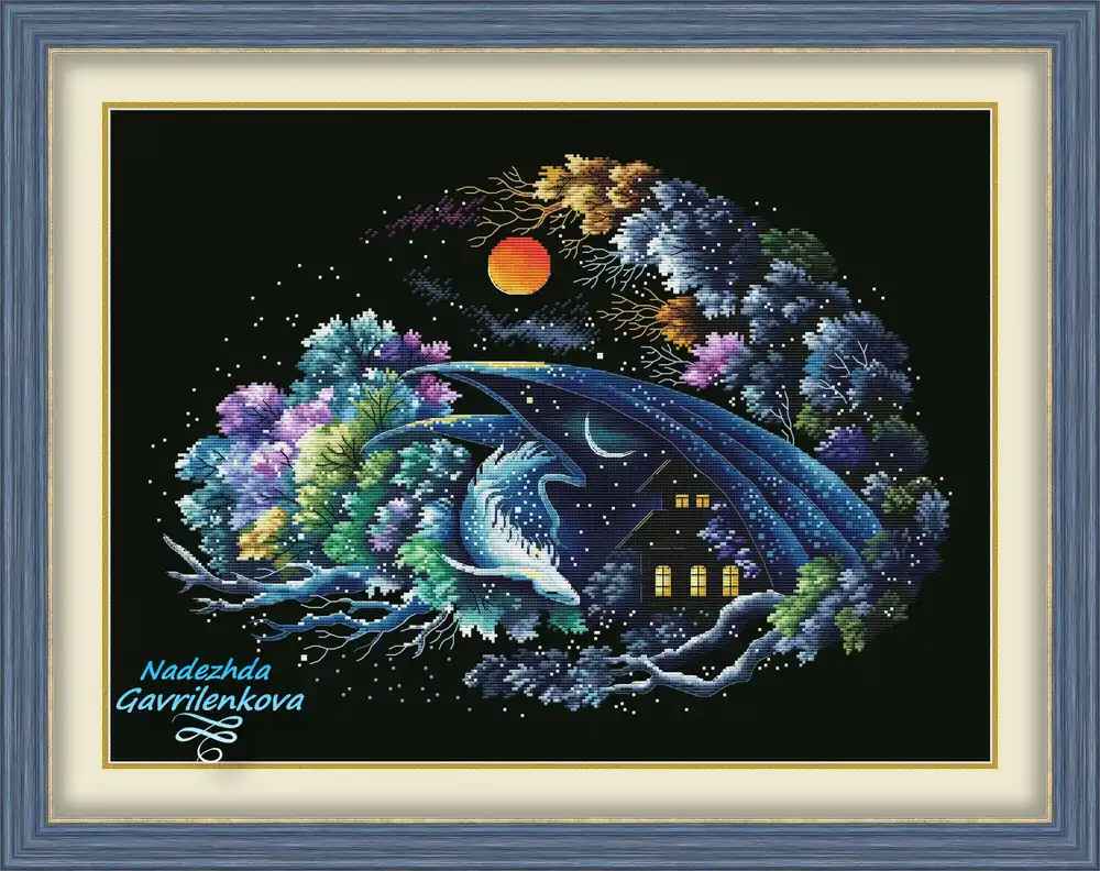 Dragon - Guardian of Good Dreams - PDF Counted Cross Stitch Pattern Trusted Brand