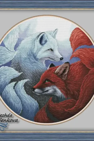 Kitsune. Ice and flam - PDF Counted Cross Stitch Pattern Holiday Sale