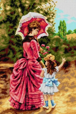Reduced Price Needlepoint canvas for halfstitch without yarn after Charles Cres - Mother and Child 2907R