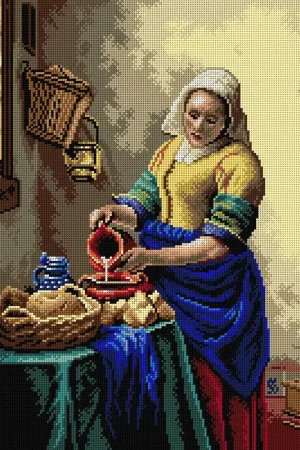 Secure Checkout Needlepoint canvas for halfstitch without yarn after Johan vermeer - Milkmaid 2850M