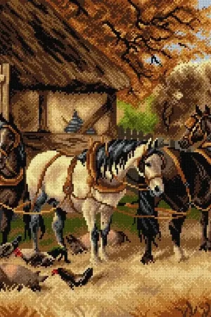 Needlepoint canvas for halfstitch without yarn after John Frederick Herring - The Hay Cart 2797R Affordable