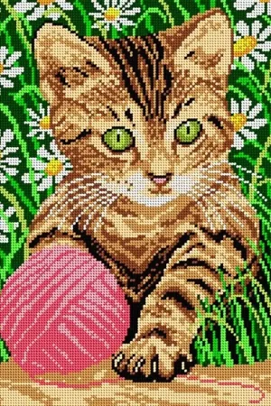 While Supplies Last Needlepoint canvas for halfstitch without yarn Little Cat in a Grass 1242J
