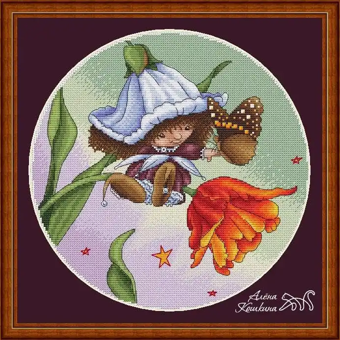 Victoria Plum with Butterfly - PDF Cross Stitch Pattern Low Price