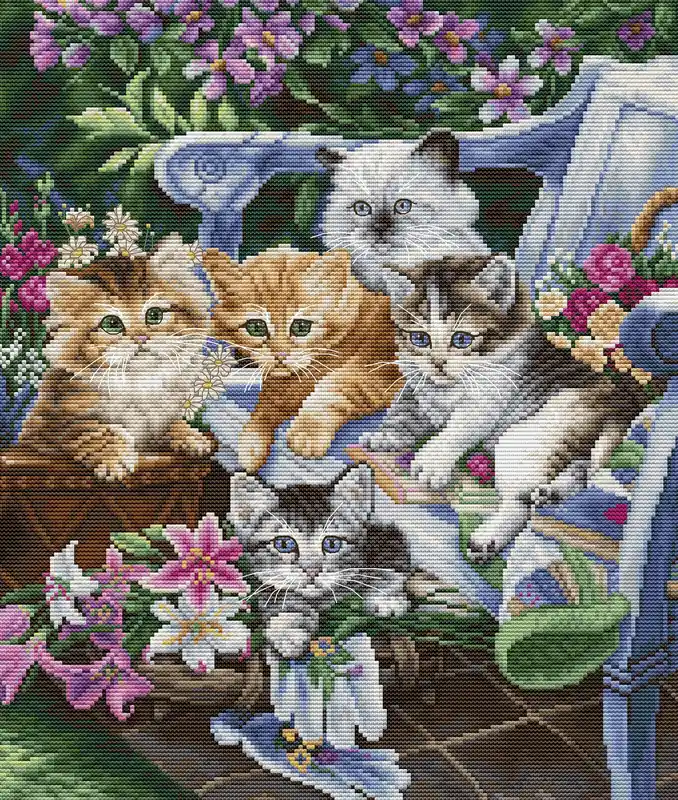 Worldwide Shipping Purfect Gardening Buddies BU5026L Counted Cross-Stitch Kit