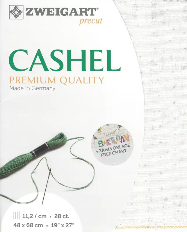 Precut Zweigart Cashel Mini Dots 28 count White with Grey Mini Dots 3281/1129 Certified