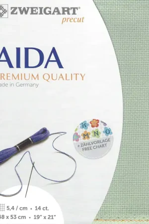 Precut Zweigart Stern-Aida 14 count Light Green 3706/611 Genuine