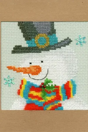 Christmas Card - Snowy Man XMAS17 Counted Cross Stitch Kit Worldwide Shipping
