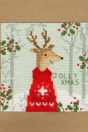 Free Returns Christmas Card - Xmas Deer XMAS12 Counted Cross Stitch Kit