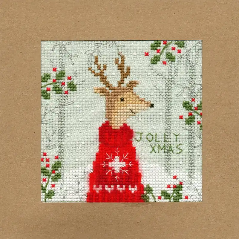 Free Returns Christmas Card - Xmas Deer XMAS12 Counted Cross Stitch Kit