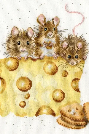 Crackers About Cheese XHD53 Counted Cross Stitch Kit Price Cut
