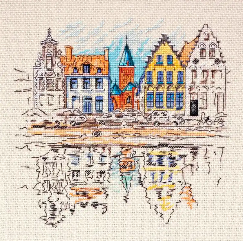 Fan Favorite Cross-stitch kit Colored town-1 AH-137