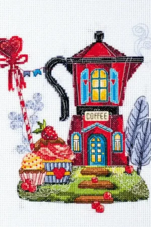 Seasonal Sale Cross-stitch kit Coffee house AH-149
