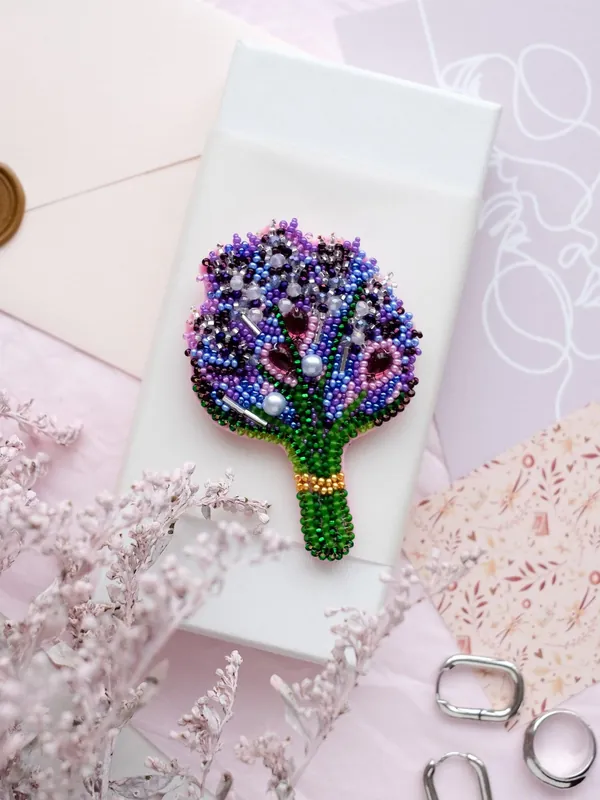 Certified Bead Embroidery Decoration Kit Lavender AD-074