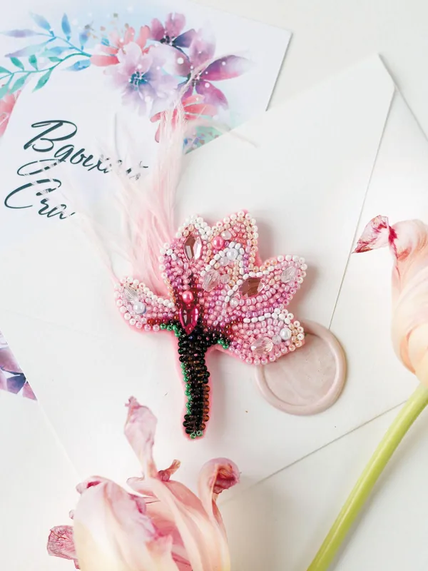 Bead Embroidery Decoration Kit Delicate magnolia AD-204 Handmade