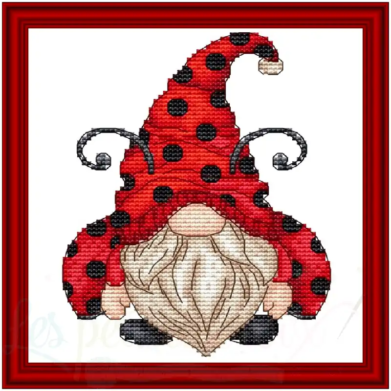 Ladybug Gnome - PDF Cross Stitch Pattern Secure Checkout