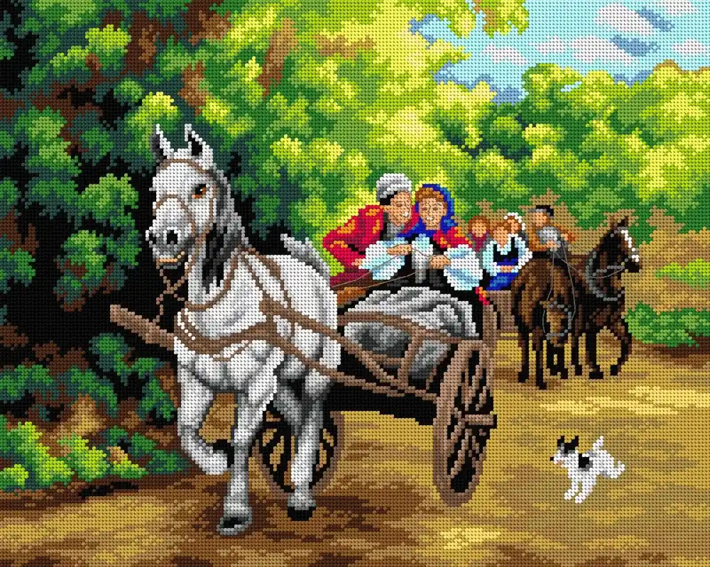 Gobelin canvas for halfstitch without yarn after Alfred Wierusz-Kowalski - Ride 2763M Exclusive Offer