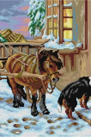 Gobelin canvas for halfstitch without yarn after John Sargent Noble - Their Christmas Eve  2753M Worldwide Shipping