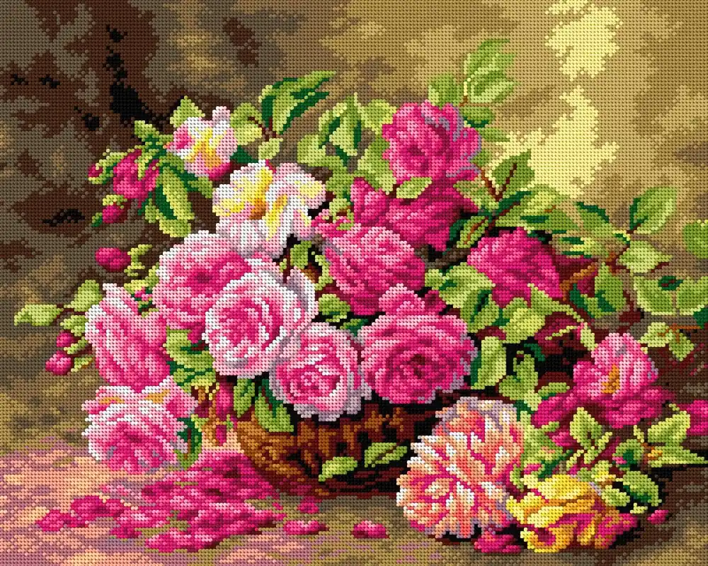 Holiday Sale Gobelin canvas for halfstitch without yarn after Albert Tibule Furcy de Lavault - Roses 2703M