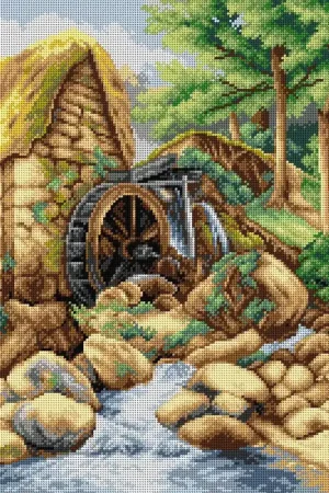 Free Delivery Gobelin canvas for halfstitch without yarn after Myles Birket Foster - An Old Water Mill 2672M