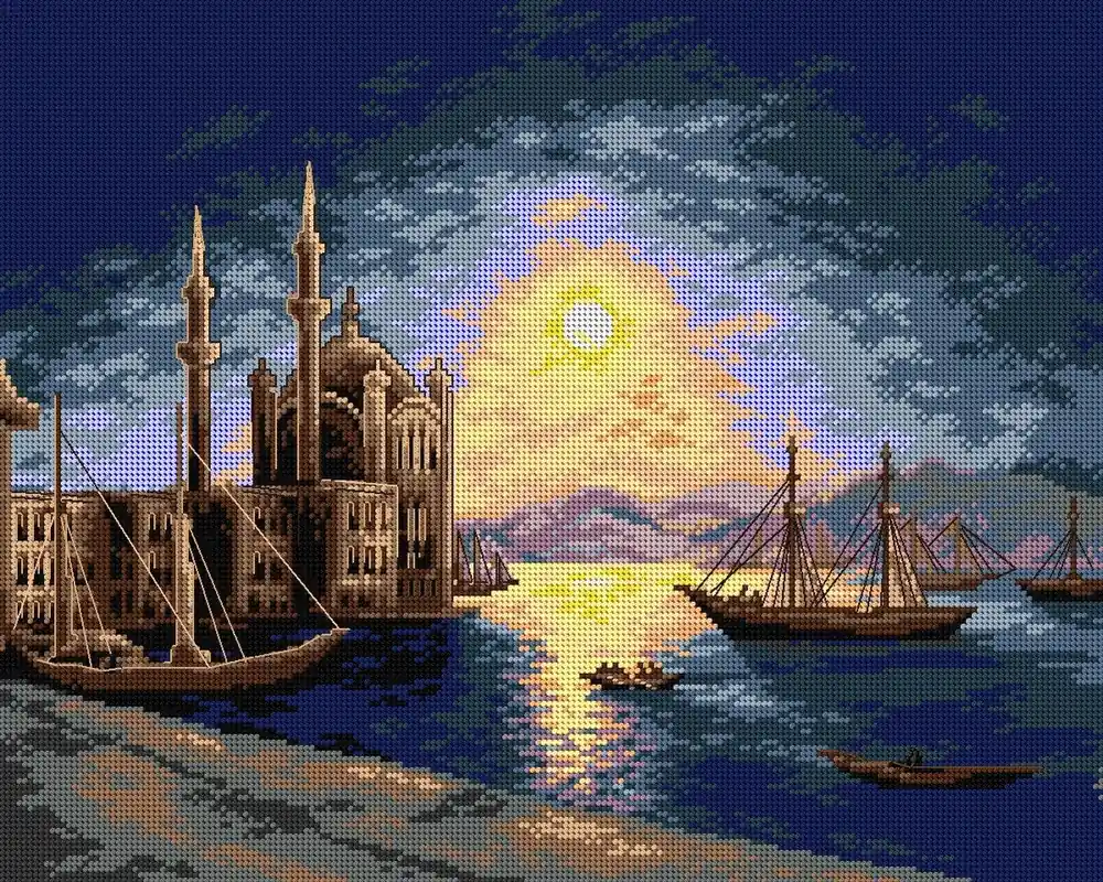 Gobelin canvas for halfstitch without yarn after Ivan Constantinovich Aivazovsky - Lunar Night on the Bosphorus 2663M Must Have