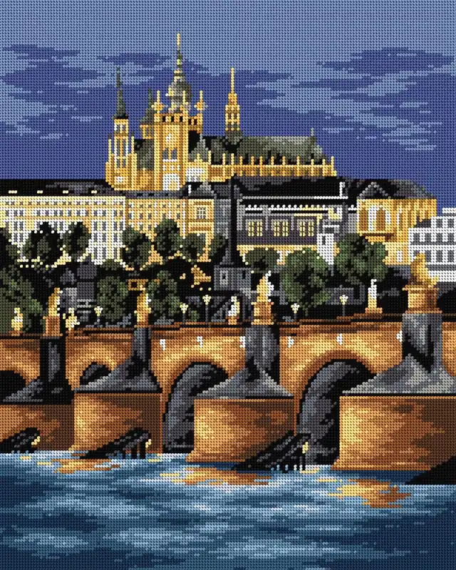 Holiday Sale Gobelin canvas for halfstitch without yarn Charles Bridge in Prague 2504M