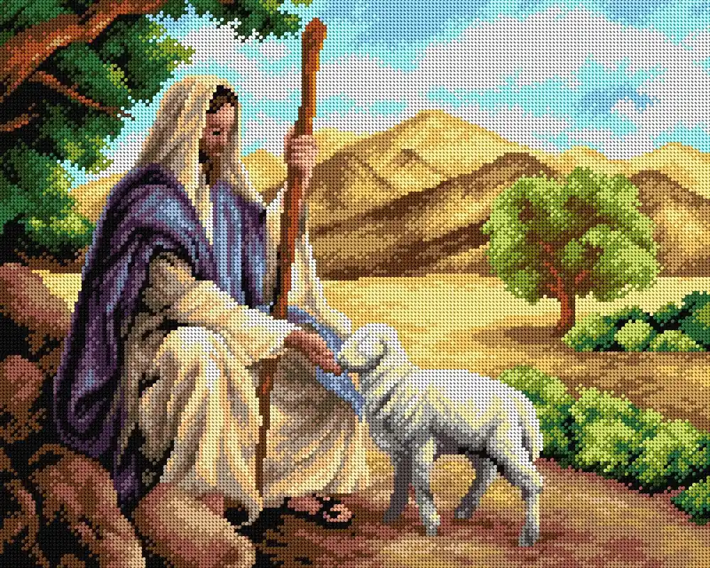 Last Chance Gobelin canvas for halfstitch without yarn Jesus with a Lamb 2313M