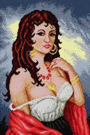 Gobelin canvas for halfstitch without yarn Gipsy Woman 1619M Affordable