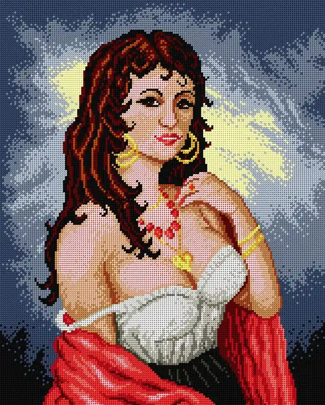 Gobelin canvas for halfstitch without yarn Gipsy Woman 1619M Affordable