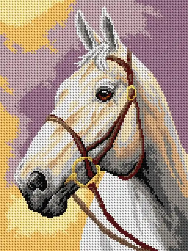 Gobelin canvas for halfstitch without yarn White horse 3373J One Day Deal