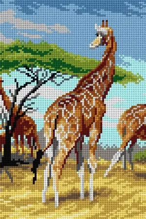 Gobelin canvas for halfstitch without yarn after Friedrich Wilhelm Kuhnert - Giraffes (fragment) 3308J Limited Offer